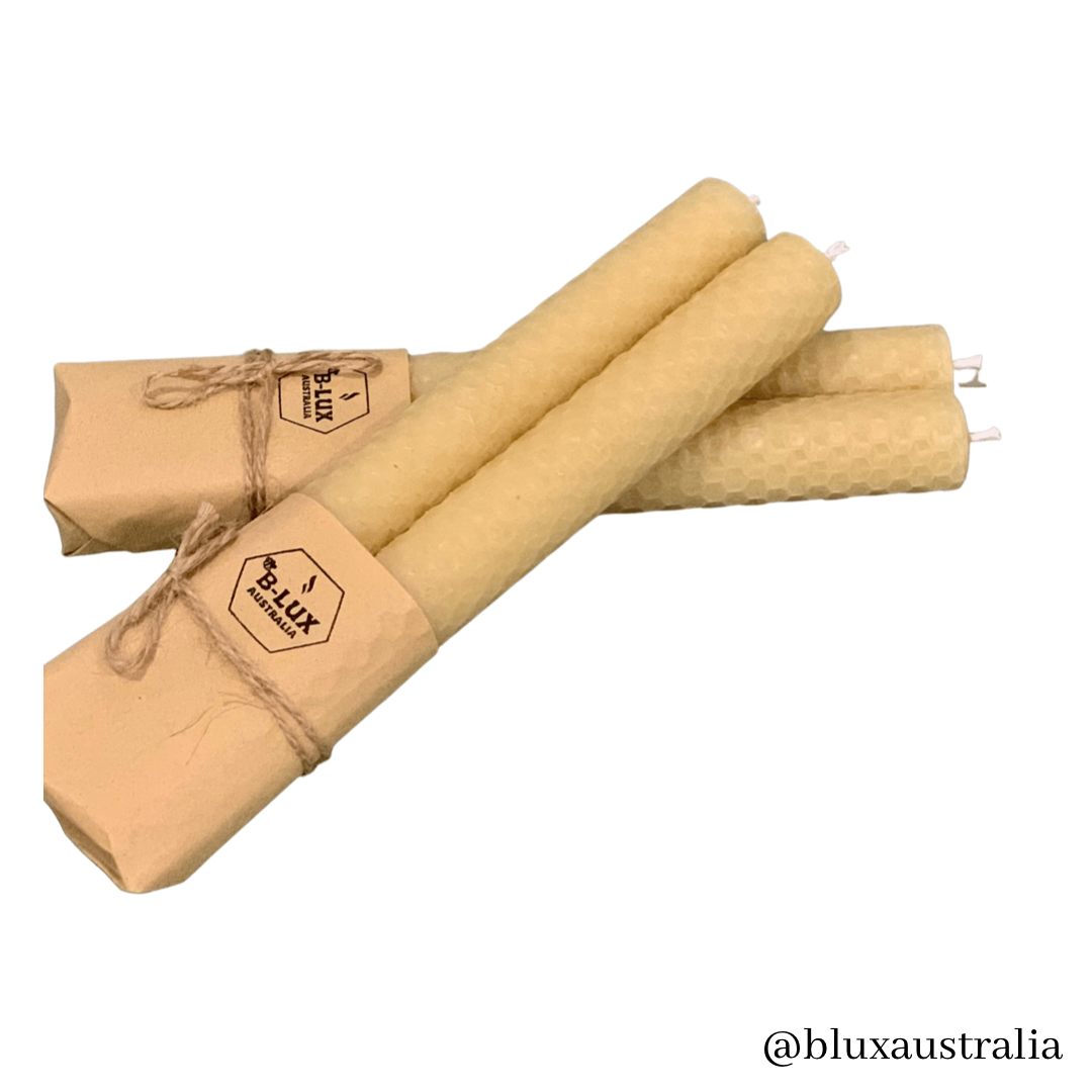 Hand-rolled Beeswax Candles - 20cm Tall (Set of 2)