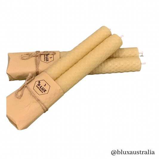 Hand-rolled  Beeswax Candles - 20cm Tall  (Set of 2)