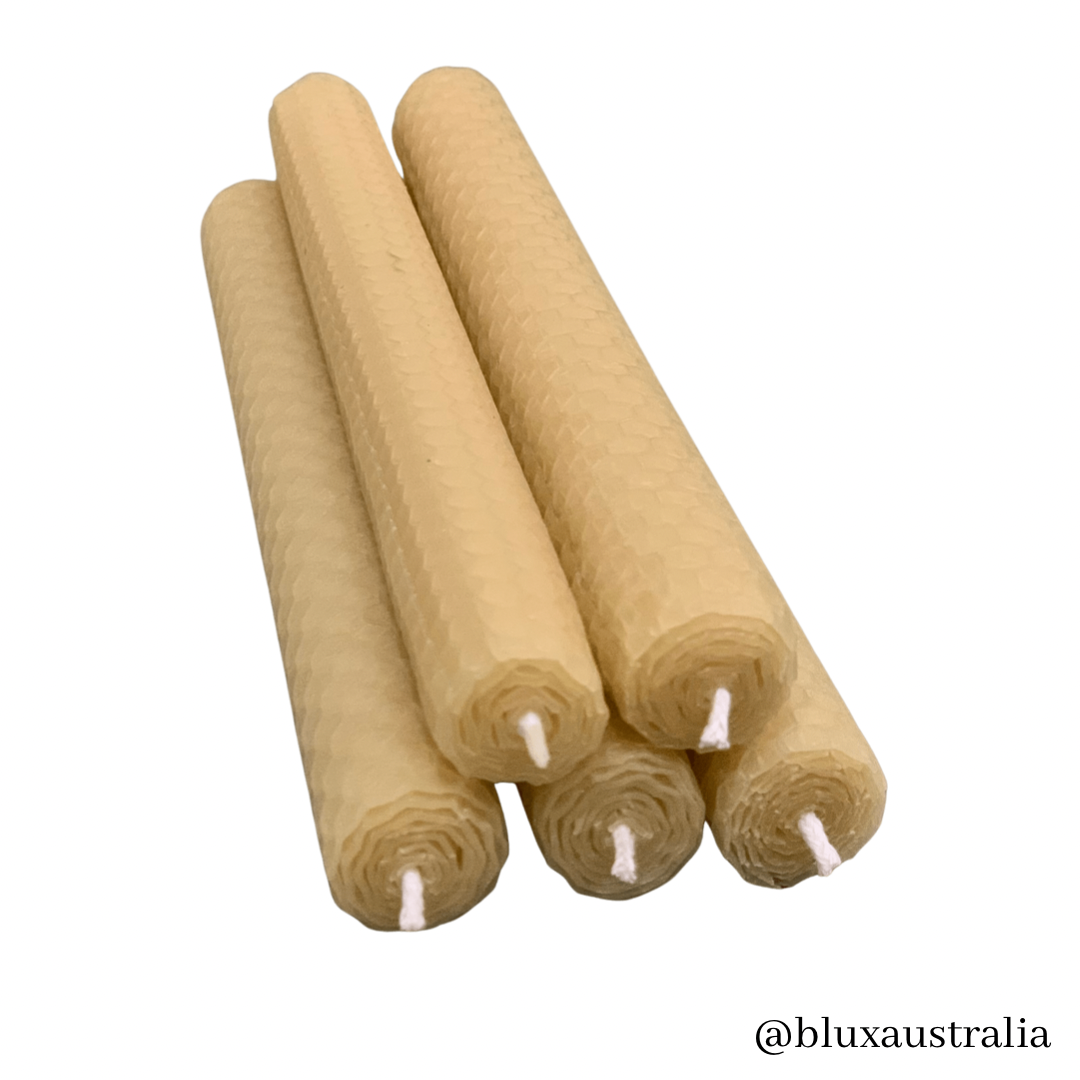 Hand-rolled Beeswax Candles - 20cm Tall (Set of 2)